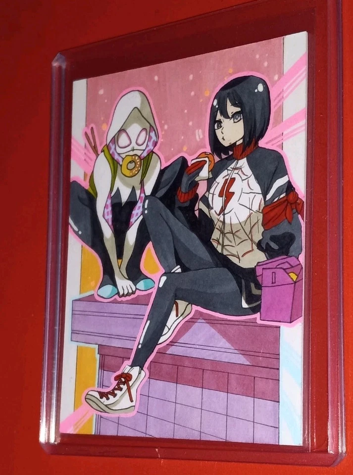 2023 Masterpiece Stuido MARVEL Original Sketch Cards 1/1 GWEN GHOST-SPIDER SILK - Image 2 of 4