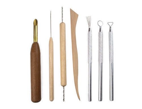 Variety Set Of 7 Pottery Sculpting Tools Ribbon Hole Cutting Clay Ceramic Craft - Picture 3 of 3