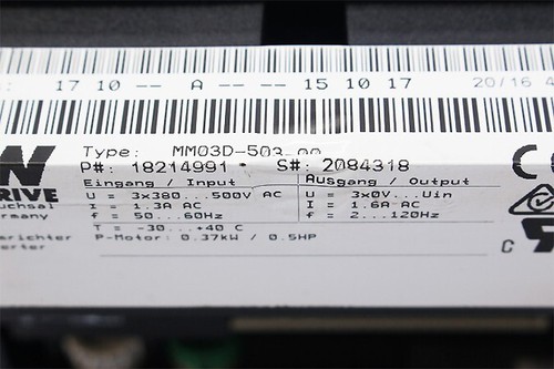 SEW MM03D-503-00 Movimot Frequency Inverter 18214991 0.37KW - Picture 2 of 6