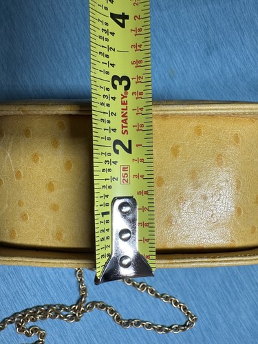 Theodore Damen gelbe Mini Flap Schultertasche Straußenleder gute Ketten - Bild 13 von 13