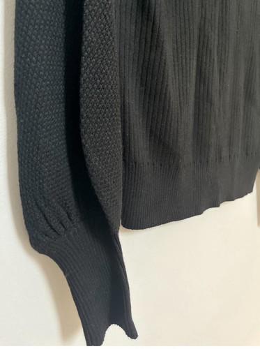 Maglione Trina Turk Tom Collin’s donna XL nero a costine maglia finto collo pullover - Foto 4 di 9