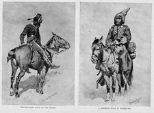 CHEYENNE INDIAN SCOUTS BY FREDERIC REMINGTON HORSES SADDLE 1891 HARPER'S WEEKLY