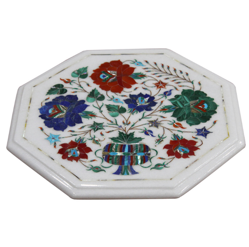 100% Genuine Tree of Life White A Marble Inlaid With Semi Precious Gemstones - Picture 2 of 17