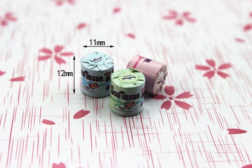 Rollo de papel higiénico de papel higiénico miniatura 1:12 para casa de muñecas 3 piezas accesorio de baño - Imagen 2 de 12