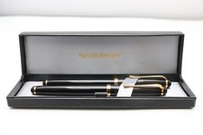 Vintage Marksman Black Fine Fountain & Ballpoint Pen (Cased & Refills)