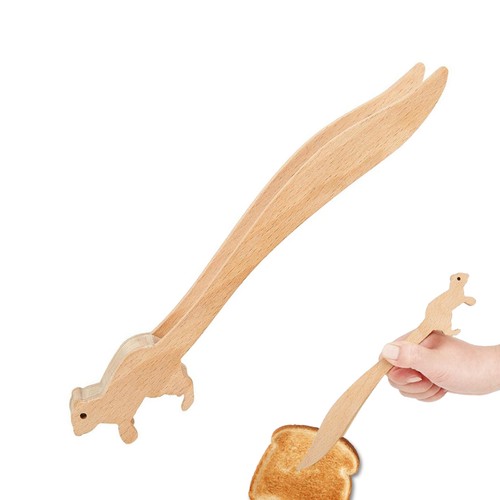 Cute Squirrel Wooden Toaster Tongs Kitchen Tools For Cooking Bread Toast - Picture 2 of 10