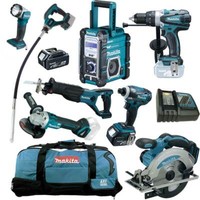 Makita 18V Combo Kit - DVR350 Betonverdichter - 12Tlg. Inkl. DMR112 DHP458 +++