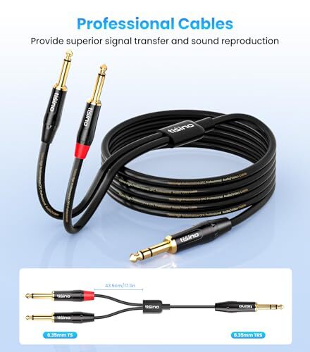 1/4 Zoll TRS Stereo auf Dual 1/4 Zoll TS Mono Einsatz Kabel Y-Splitter Stereo B... - Bild 4 von 7