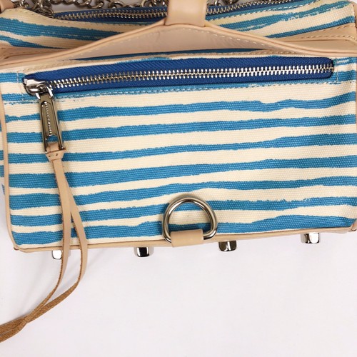 RARE Rebecca Minkoff Beach Blue White Stripe M.A.C Shoulder Crossbody Clutch Bag - Picture 4 of 12