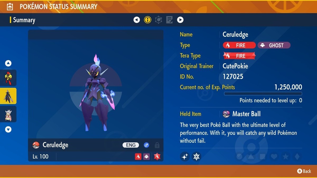 #167 SHINY CERULEDGE 6IV LV100 BATTLE READY POKEMON