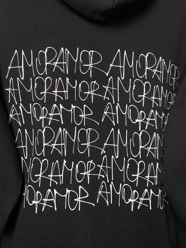 Vintage Black ART Hoodie Back Multi Logo Amor Boxy Oversized Men’s Size L Baggy - Picture 10 of 10