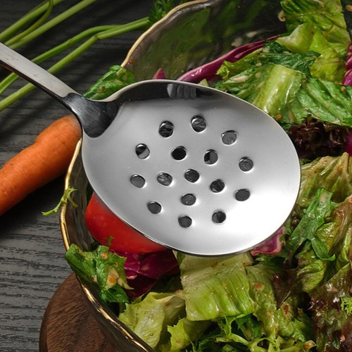 2PCS Multi-functional Slotted Spoon Stainless Steel Spoon Draining Colander - Imagen 9 de 12