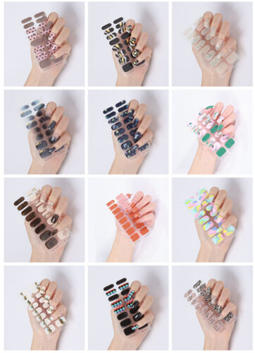 Ongles de designer de litchi, 16 autocollants pour ongles en gel semi-durci bandes enveloppements, manucure - Photo 1/25