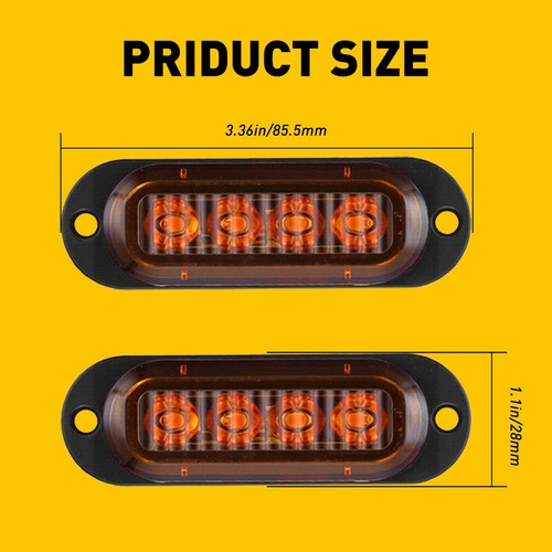 4x 4LED Side Marker Amber Lights Clearance Light Truck Trailer RV Waterproof - Picture 3 of 11