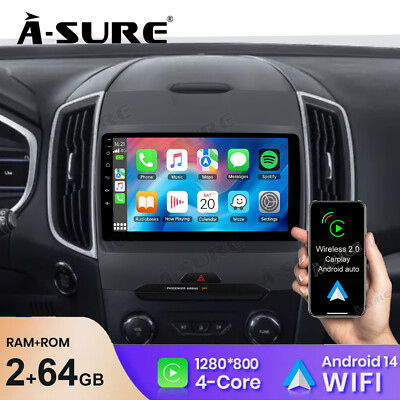 2G+64G Android 14 Autoradio Für Ford Edge S-Max 2015-2022 Apple Carplay GPS RDS