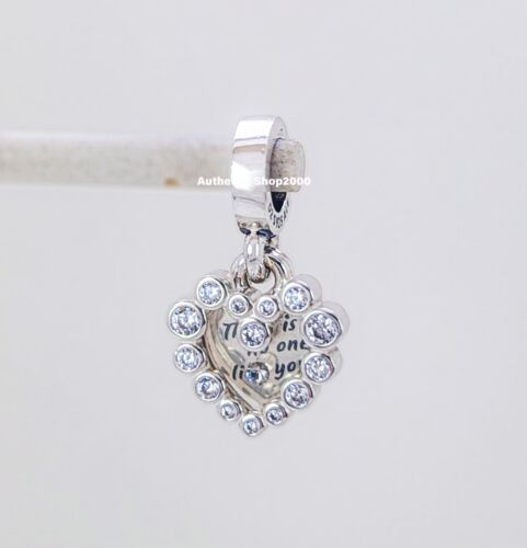 NEW 100% Authentic PANDORA 925 Ale Silver Sparkling Heart Double Charm 793765C01 - Picture 4 of 9