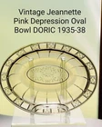 Vintage Jeannette Depression Glass Oval Vegetable Bowl PINK DORIC 9 1/2" 1935-38