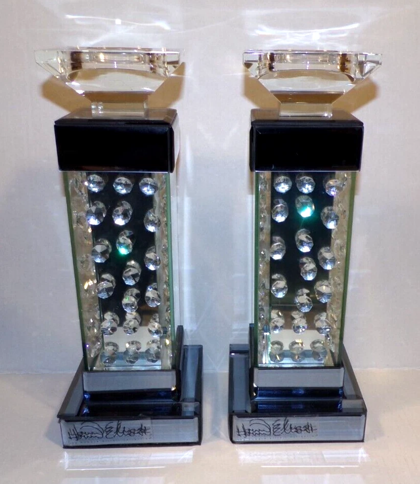 Castiçais Howard Elliott cristal pilar par 2 castiçais vidro acrílico - Imagem 2 de 4