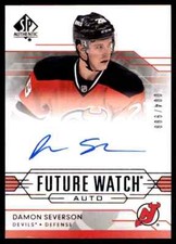 2014-15 SP AUTHENTIC FUTURE WATCH DAMON SEVERSON ROOKIE AUTO 004/999 NEW JERSEY