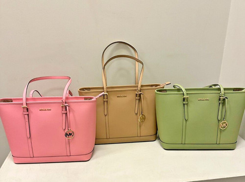 Michael Kors Jet Set Travel Large Leather Top Zip Shoulder Tote Bag HandbagPurse - Picture 1 of 18