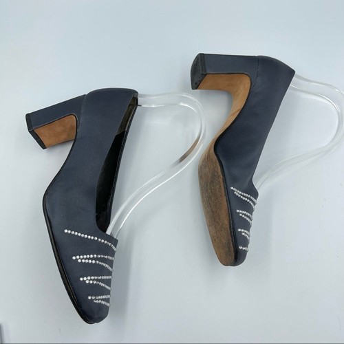 Vintage NINA With Diamonds Women Gray Satin Heels Size 7M - Picture 16 of 16