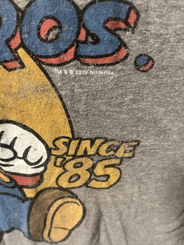 Old Navy Gray Super Mario Brother Since 85 T- Shirt Large 2019 Damaged - Picture 3 of 5