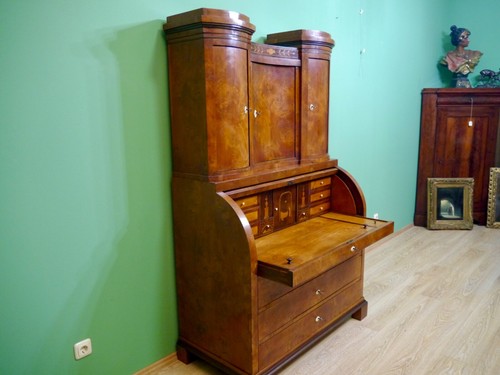 Empire Biedermeier Sekretär Ulme Wurzelfurnier Intarsienbild Geheimfächer 1810 - Bild 6 von 24