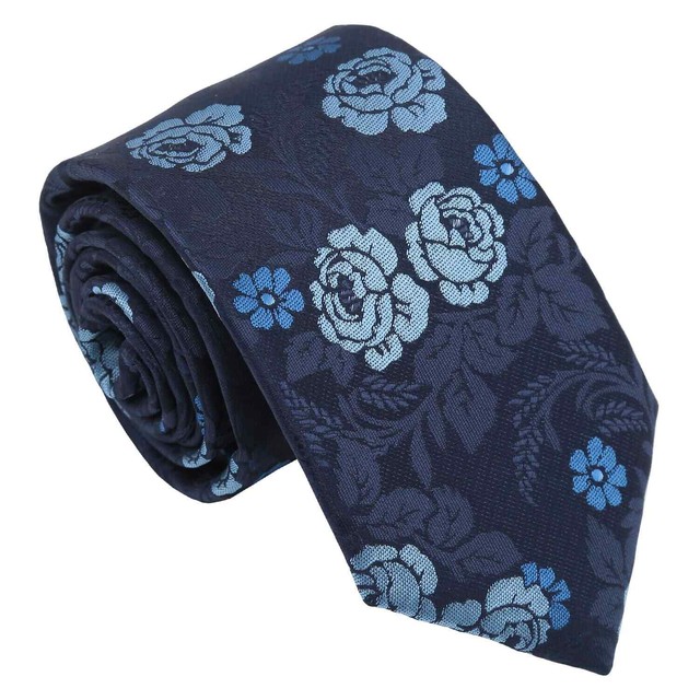 Blue Boys Regular Tie Woven Floral Rose Wedding Kids Necktie by DQT Blue Boys Regular Tie Woven Floral Rose Wedding Kids Necktie by DQT