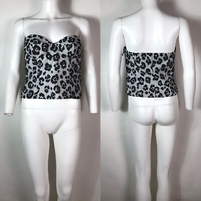 Vtg Moschino Cheap & Chic Black Leopard Lace Corset Top M