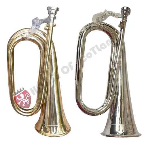 Professional British Army Bb Bugles - Silver Plated, Marching Bugles with Brass - Picture 2 of 5