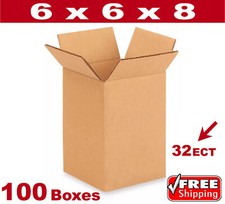 100 - 6x6x8 Cardboard Boxes Mailing Packing Shipping Box 32ECT Corrugated Carton