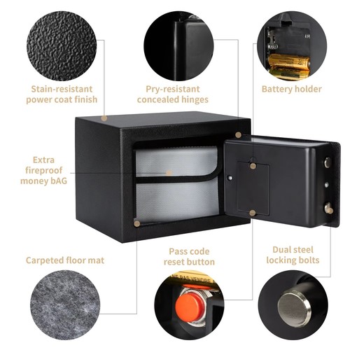 Electronic Digital Safe Box, 0.2 Cubic Feet Steel Money Safe Box for Home Office - Picture 7 of 11