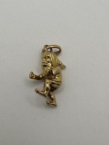 18k Gold Gnome Charm Vintage Pendant Elf Cute - Picture 2 of 7