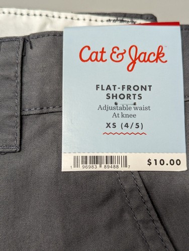 Cat And Jack Boys Gray Flat Front Shorts Adjustable Waist Size - Picture 4 of 4