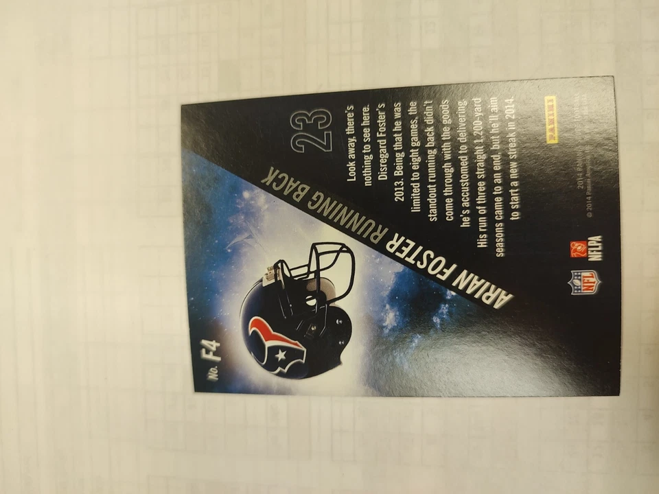 2014 Score Franchise Gold Arian Foster #f4 (PWE) - Image 2 of 2