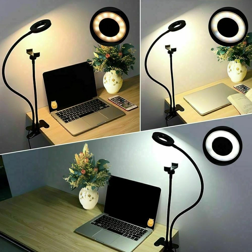 Selfie Flash Ring Light Mobile Phone Holder 24 LED Camera Long Arm USB Clip On - Image 2 of 4