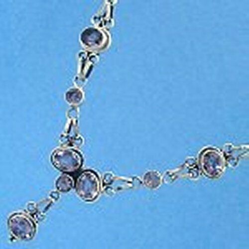 Collana N098A Argento Sterling Ametista Lavanda 20" Y Nuova Massiccia 925 - Foto 1 di 2