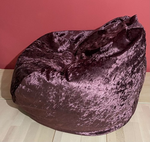 Handmade Crushed Velvet Beanbag Snuggly HighBack Gamer Reclining Lounger Chair - Picture 2 of 27