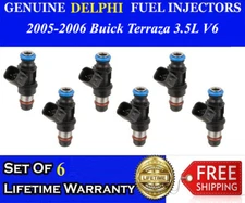 6 Re-Manufactured Genuine Delphi Fuel Injectors For 2005-2006 Buick Terraza 3.5L
