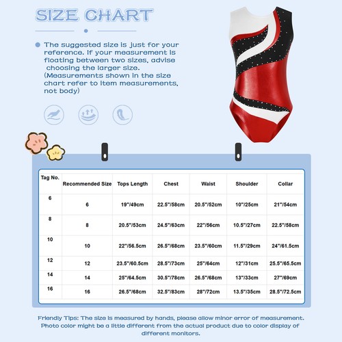 Kids Girl's Jumpsuit Fitness Rompers Competition Bodysuit Exercise Color Block - Picture 38 of 55