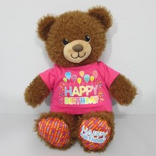 BAB Build a Bear Happy Birthday Bear 16 inch Plush Stuffed Teddy Pink Shirt