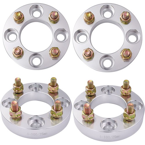 4Stud 25mm 4x100 12x1.5mm 4PCS Hubcentric Wheel Spacers Adapters Aluminum