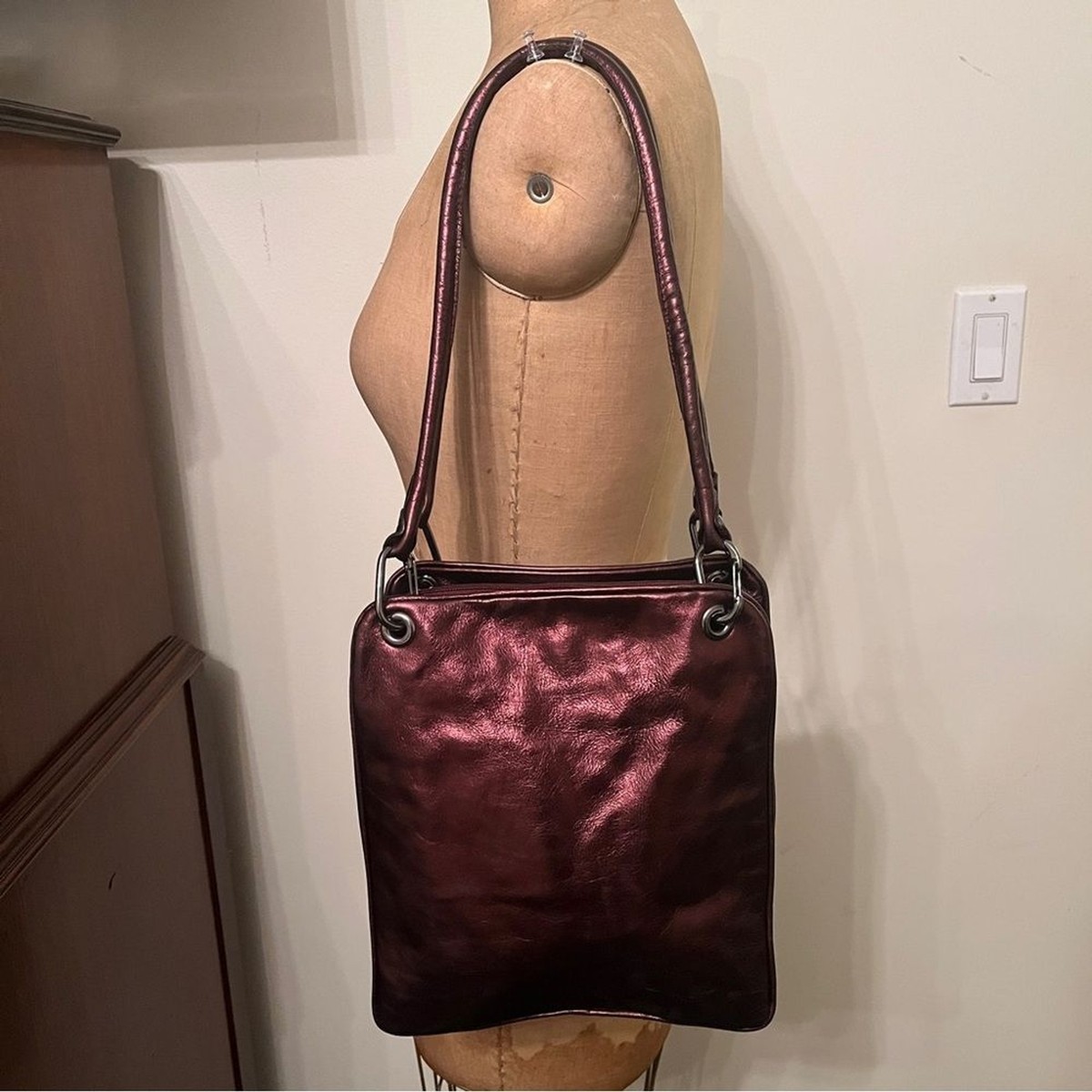 Y2K Vintage Plinio Visona Metallic Leather Shoulder Bag | eBay