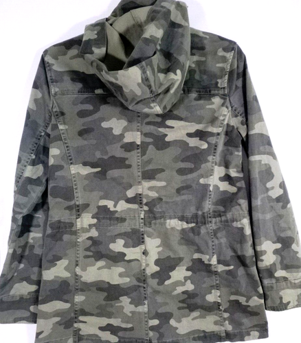 Lucky Brand-Womens Full-Zip & Buttoned Camo Jacket w/ Hood, Small, Green - Picture 5 of 7