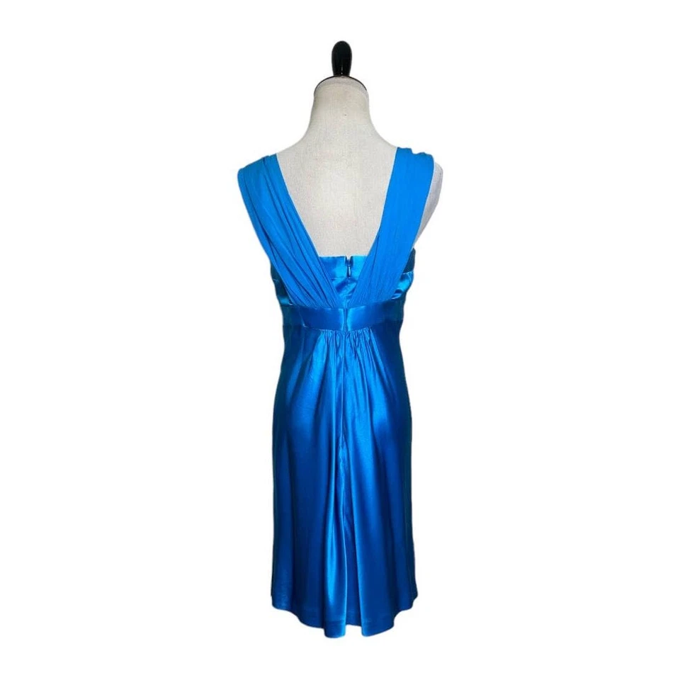 Marc Bouwer blue silk embellished sleeveless party mini dress size 2 - Image 2 of 4