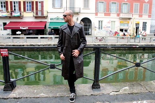 Trench pelle marrone doppiopetto vintage anni 70 originale taglia M - Foto 11 di 13