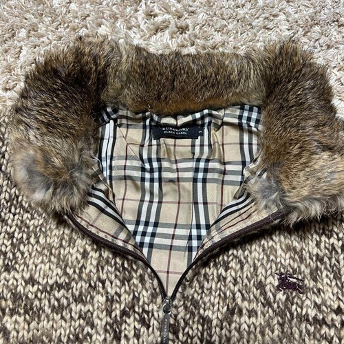 Burberry Black Label Reißverschluss Jacke Logo Karo Kaninchenfell Größe 2 M Mode Herren - Bild 4 von 8