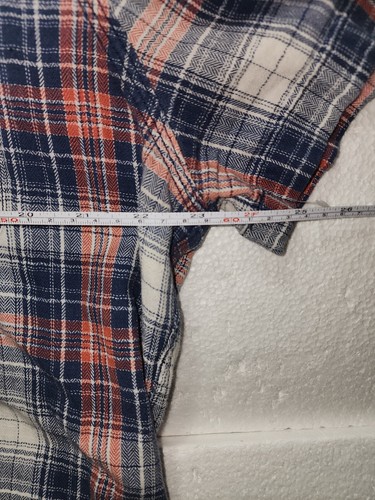 Roebuck & Co Camicia Uomo XL Blu Rosso Plaid Bottoni Collo Manica Corta - Foto 11 di 11