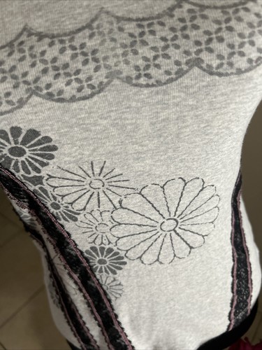 Vanilla Sugar VNTG Womens Top W/Lace & Bling~ Grey W/ Black Lace~Pink Trim Sz PS - Picture 11 of 24