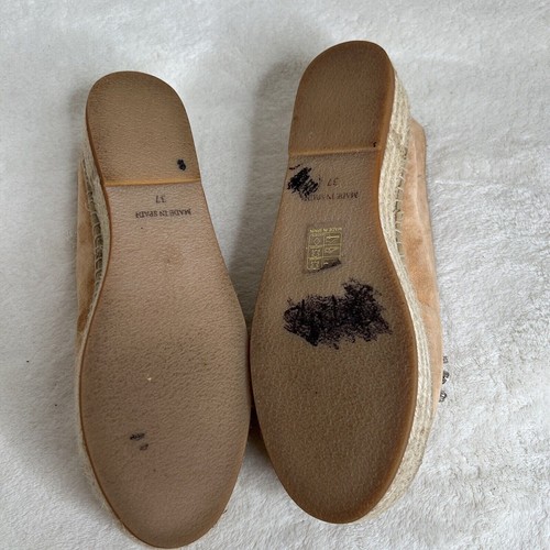 Sebastian Beige Suede Platform Espadrilles W/ Rhinestone Embellishments size 6.5 - Picture 7 of 7